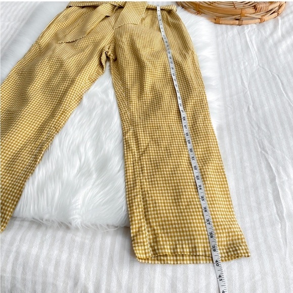 Tularosa Tomasa Trouser in Marigold Yellow White Waist Belt Gingham Paperbag L - Picture 14 of 16